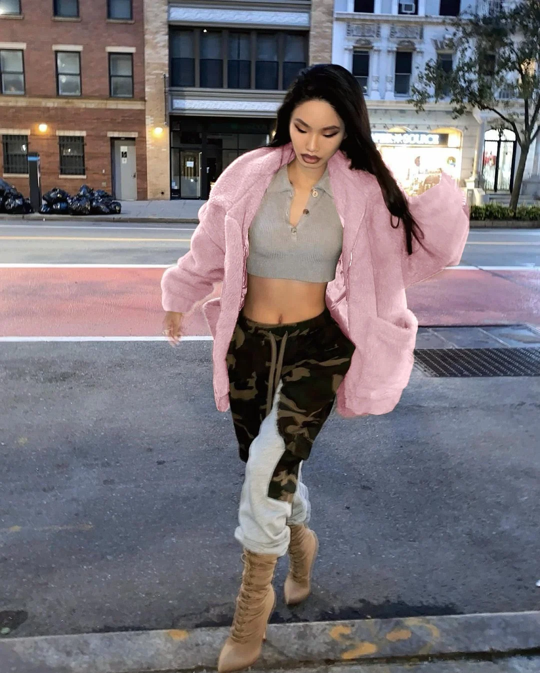 Best selling popular women pink drop shoulder mink jacket ladies casual clothing winter faux fur coat