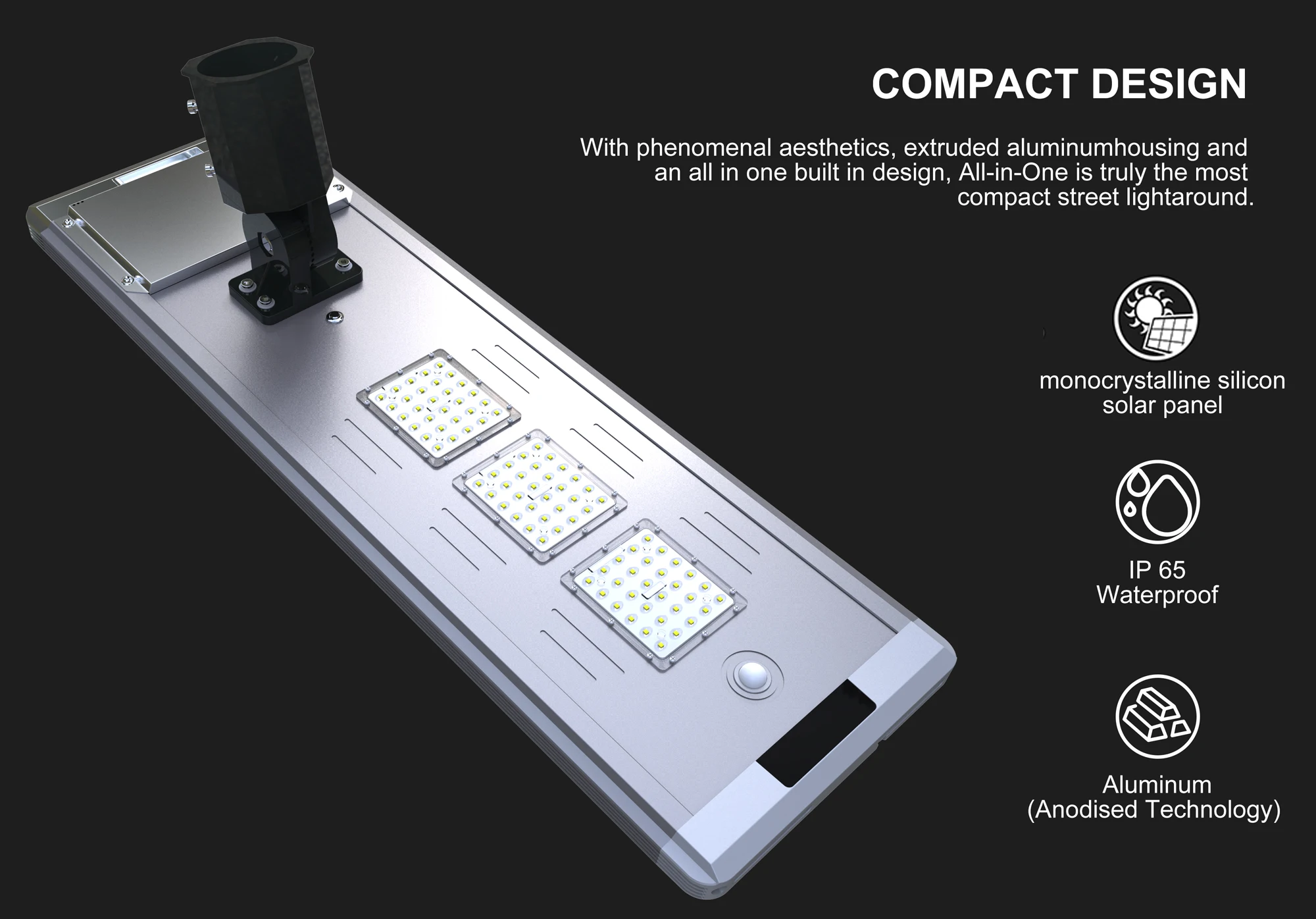 ESHINE 5 years warranty explosion-proof glass body 40w 80w 100w 120w waterproof led all-in-one outdoor solar street light