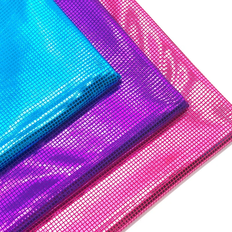 LOW MOQ shiny hologram metallic foil fabric 4 way stretch nylon spandex fabric for bikini swimwear dancewear underwear