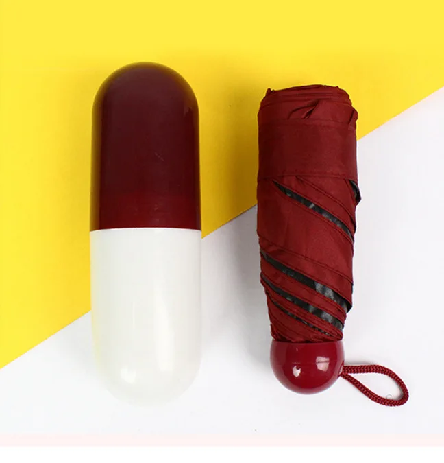 Wholesale Custom Logo Portable 5 Folding Sun UV Protection Umbrella Small Mini Travel Compact Capsule Umbrellas