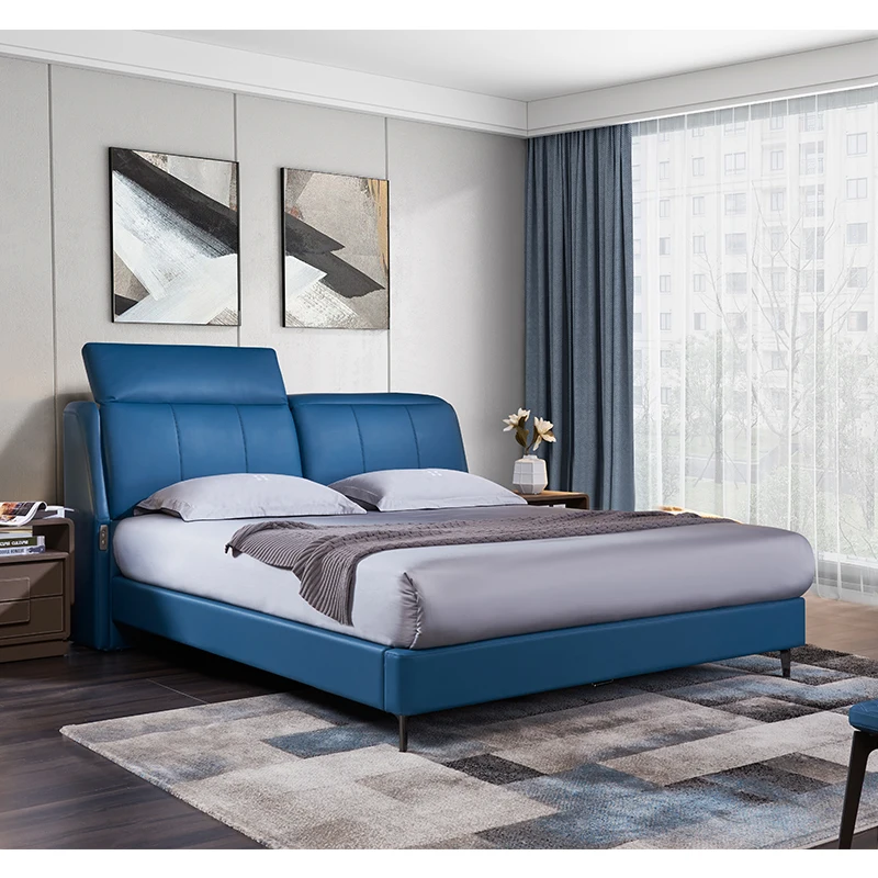 Adjustable Upholstered Bed Headboard Bedroom Furniture Set Full Size Modern Electric Backrest Bed With USB