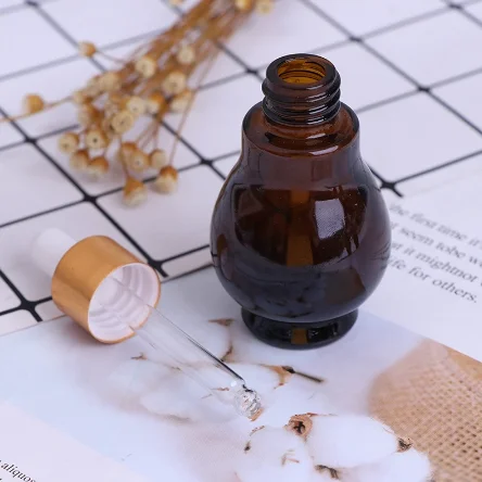 10ml/20ml/30ml Empty Amber Glass Gourd Dropper Bottle Essential Oil Perfume Pipette Bottles Refillable Container