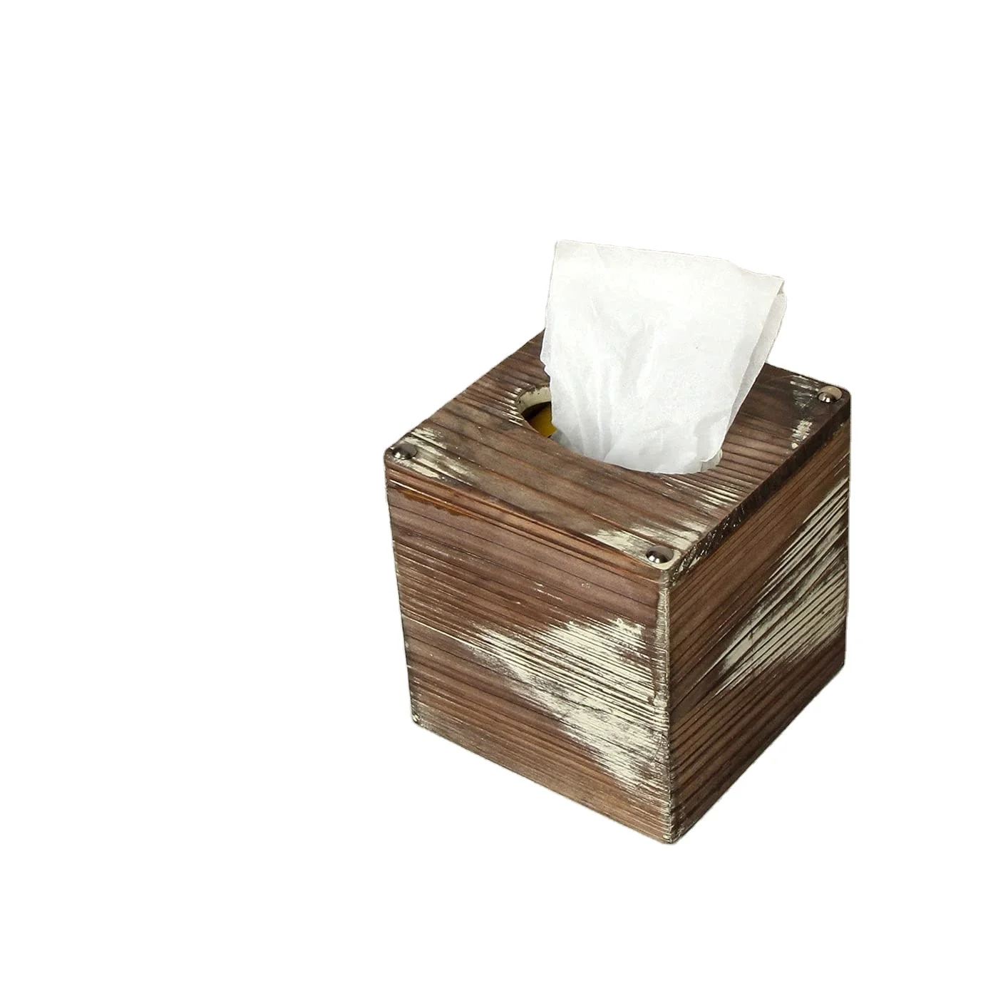 Rustic Tissue Box Cover 2 Pack Napkin Case Cube Holder Farmhouse and Modern Decor for Kitchen Bathroom Office Living Room