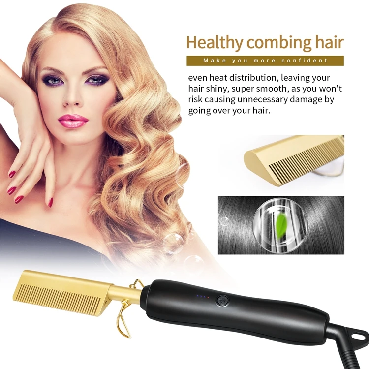 Professional Custom Hot Hair Comb Electric Hot Comb Straightener Electric Hair Straightener Portable Hot Combs Straightener