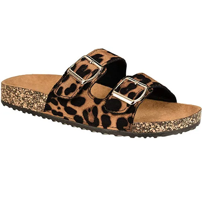 Leopard Unisex Fashion Beach House Fun Cheap Wholesale Press Eco Cork Slippers