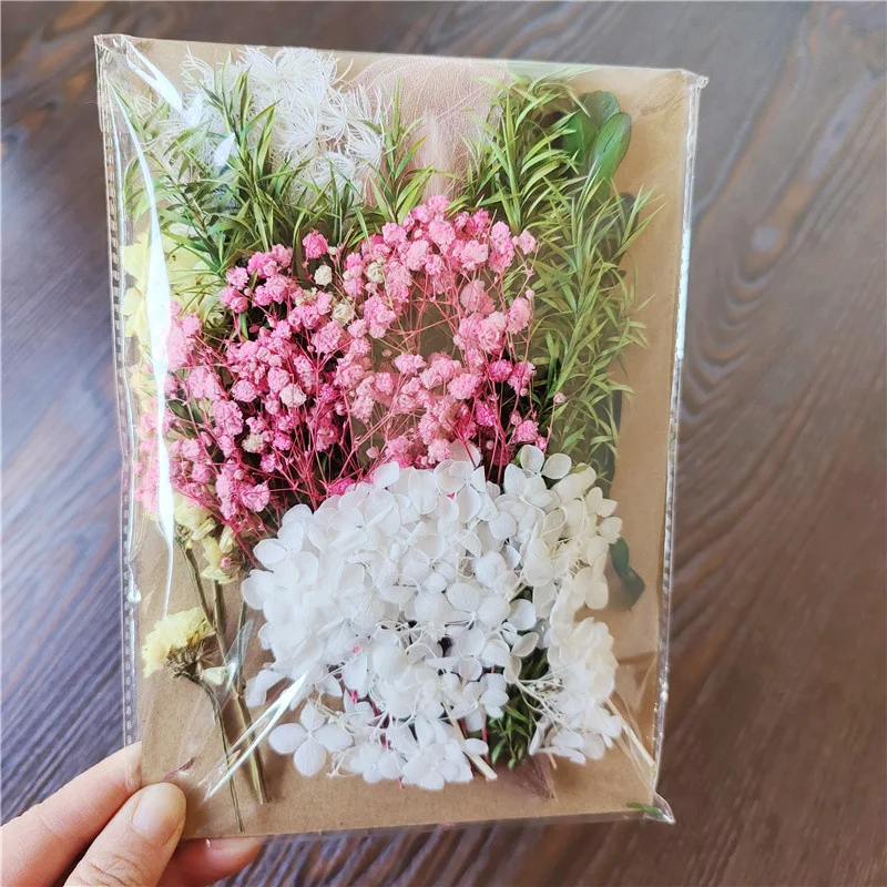 Embossed Dried Flowers Material Package for DIY Scented Candle Photo Frame