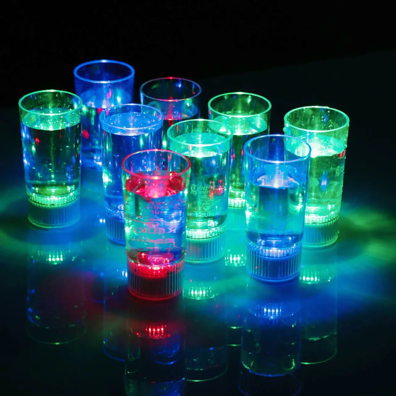 Customized Mardi Gras Christmas Birthday Flash Automatic Water Activated Plastic LED Light Up Cup