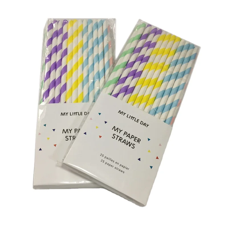 biodegradable  paper straws eco-friendly multi-colored strips