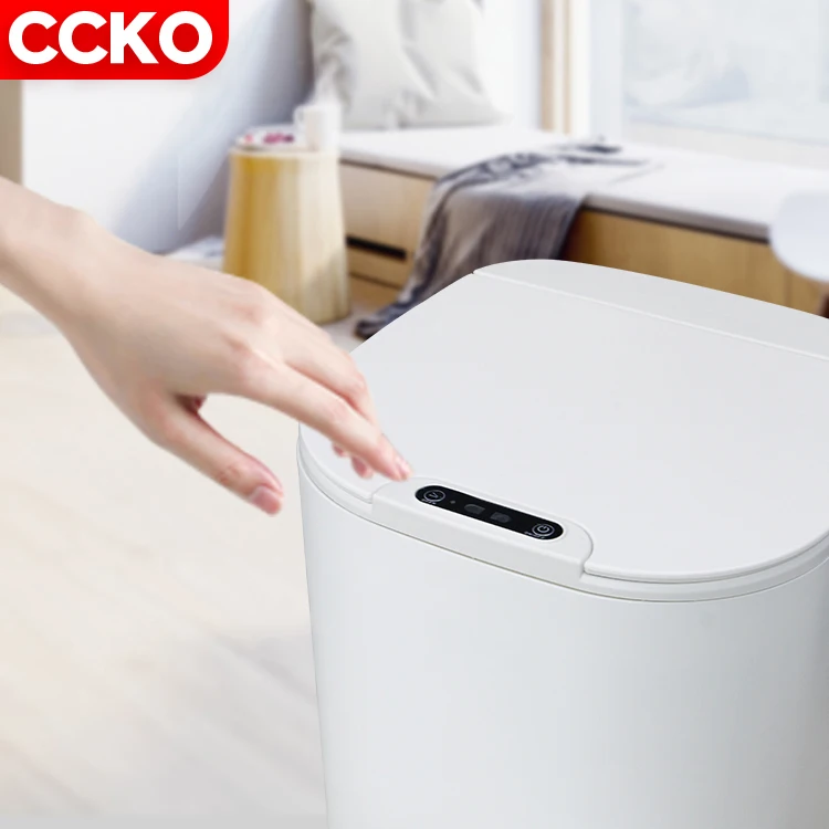 New White Grey 16L Garbage Bin Trash Bin Toilet Bathroom Kitchen Smart Sensor Garbage Bin Automatic Trash Can Smart Trash Can