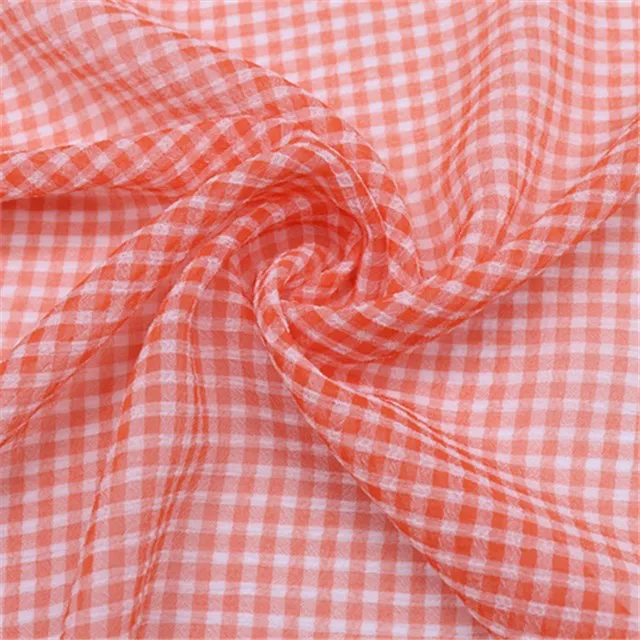 best quality  two tone seersucker check polyester chiffon fabric  2 tone ombre
