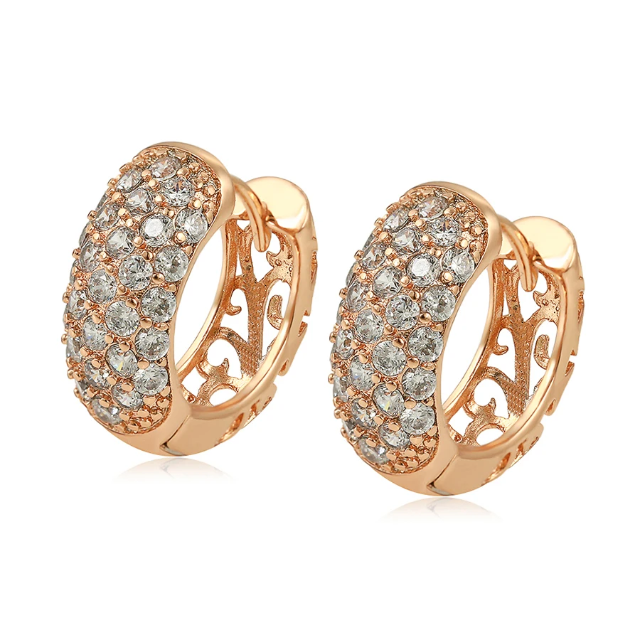 98816 Xuping aros pendientes jewelry spanish style luxury gold design aretes oro women zircons huggie earrings