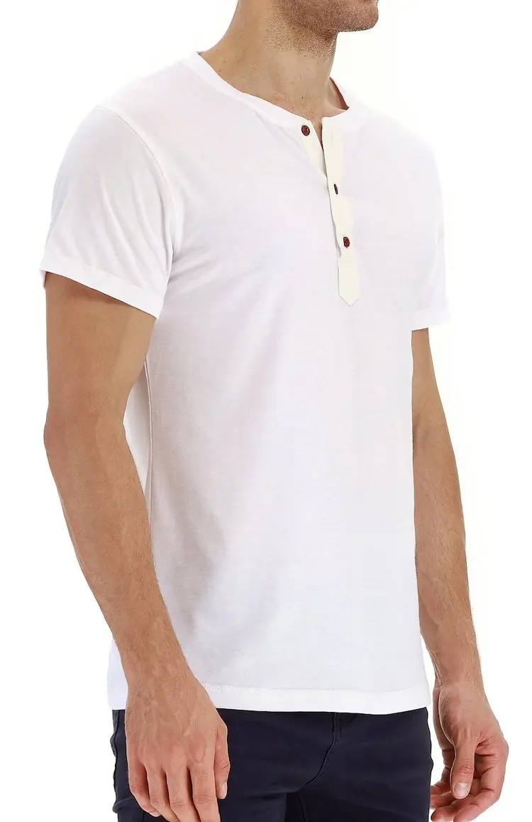 Summer Casual Cotton Crew Neck Button Open Solid Colors Cheap Branded Custom Logo T Shirts