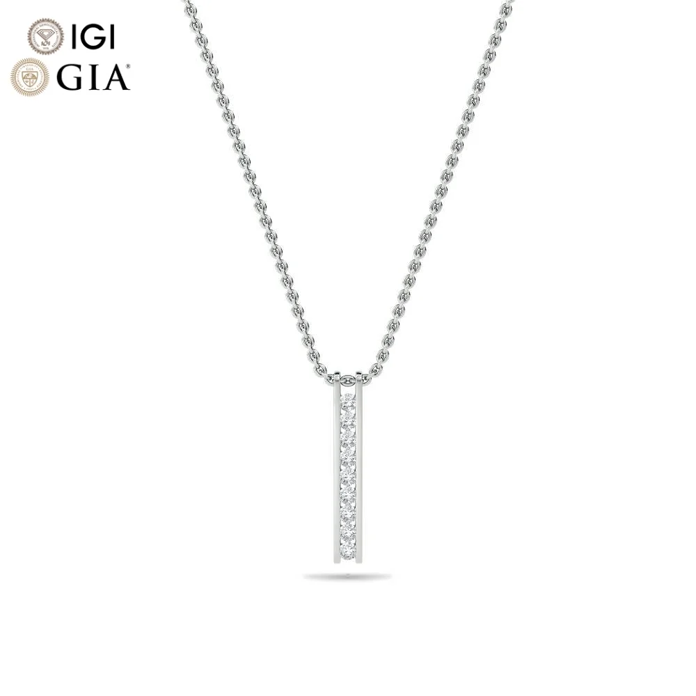 Factory Custom Gia Igi Certified Cvd Hpht Lab Grown Created Diamond 10k 14k 18k Real Solid Gold Charm Necklace Pendant For Women