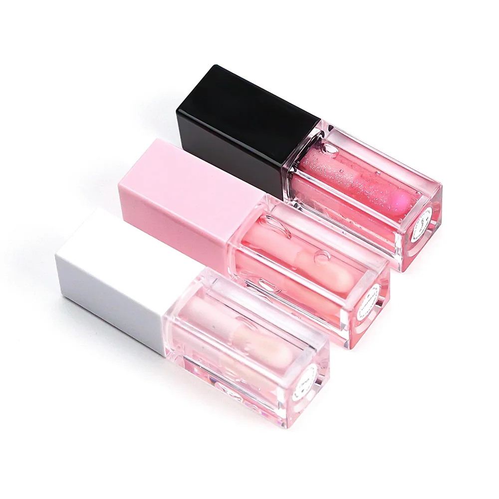 Private Label Vegan Lip Gloss Base Organic Moisturizing Lip Oil with Glitter Plumping Fruit Formula Luxury Makeup Lip Care