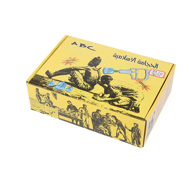 ABC 12pcs Gray Chinese Plastic Facial Cupping Therapy Massage Set Ventouse hijama Cuping Cups Vacuum Cans