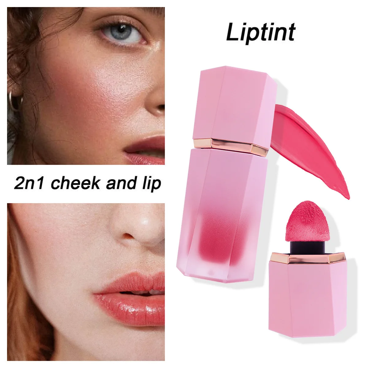 Wholesale Makeup 11 Colors Pink Tube Hexagon Liquid Blush 2 in Cheek Lip Long Lasting Waterproof Liquid Blush