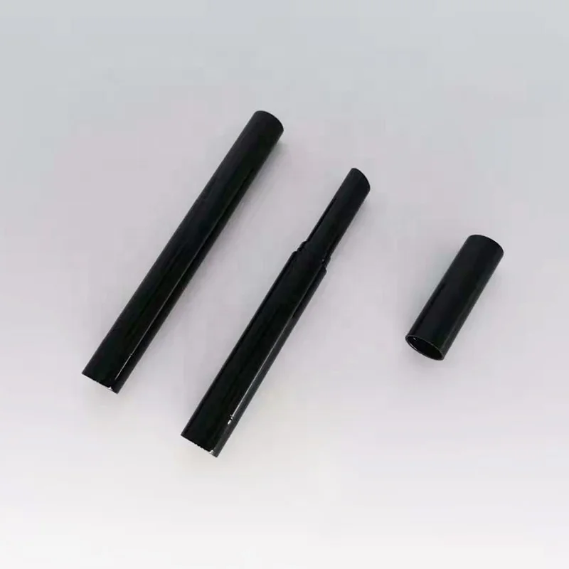High quality slim lipstick tube round lip balm container cosmetic packaging black thin lipstick tube
