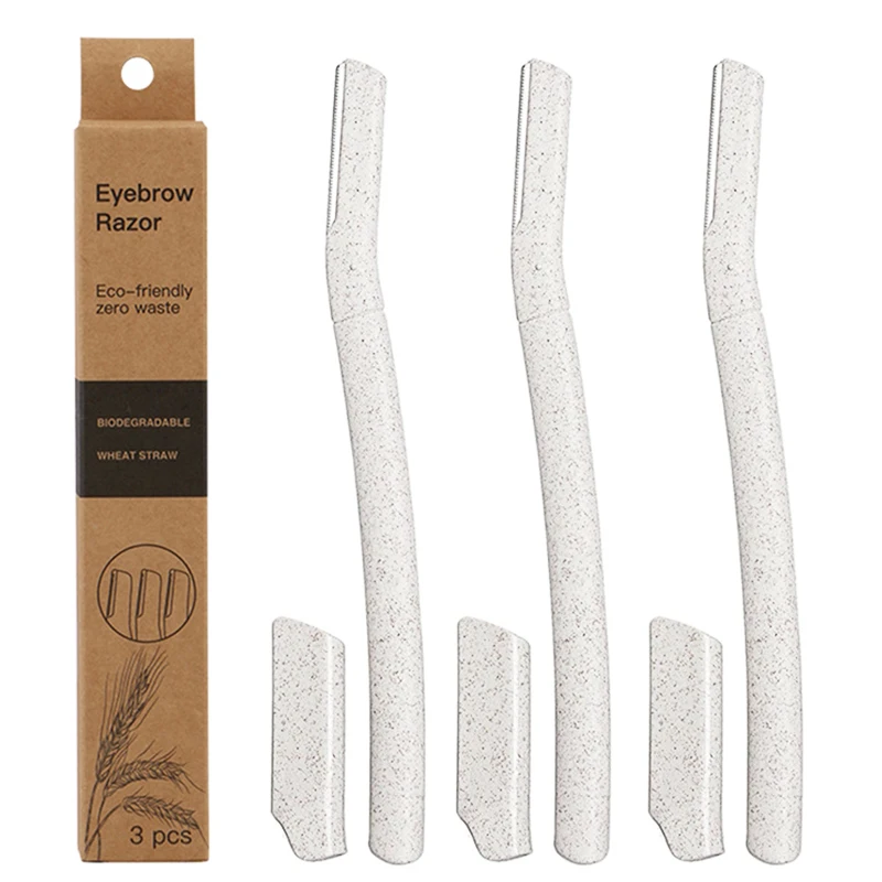 OEM Eco- Friendly Biodegradable  Handle Wheat Straw Facial Hair Remover Eyebrow Razo