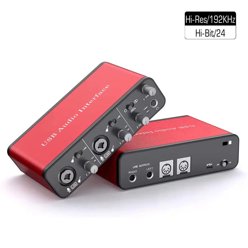 192 кГц/24 бит 48 В фантомное питание USB аудио интерфейс с MIIDI 2i2 Studio Внешняя Звуковая карта для записи подкастов MIDI