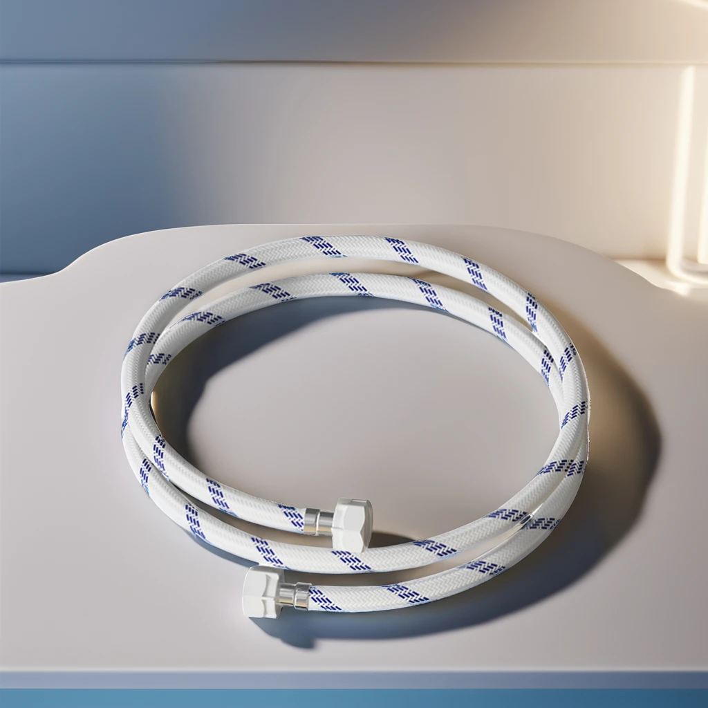 Modern Premium PVC Stainless Steel Braided Hoses Hot & Cold Burst-Proof Brass Washing Machine Red & Blue (2 Pack) Bathroom Use