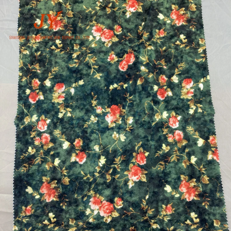 In stock product latest textile products velvet printed knitting fabric for evening dress on sale