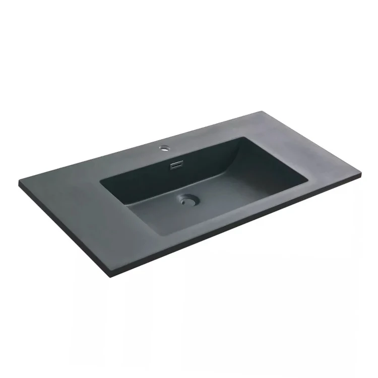 Wholesale Rectangle White Resin Washbasins Bathroom Sink Cabinet Basin