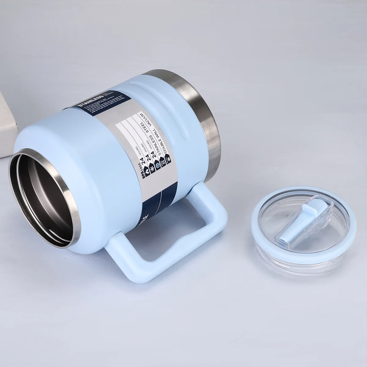 Stainless steel thermos cup outdoor fitness cycling sports water bottle large capacity straw handle water barrel