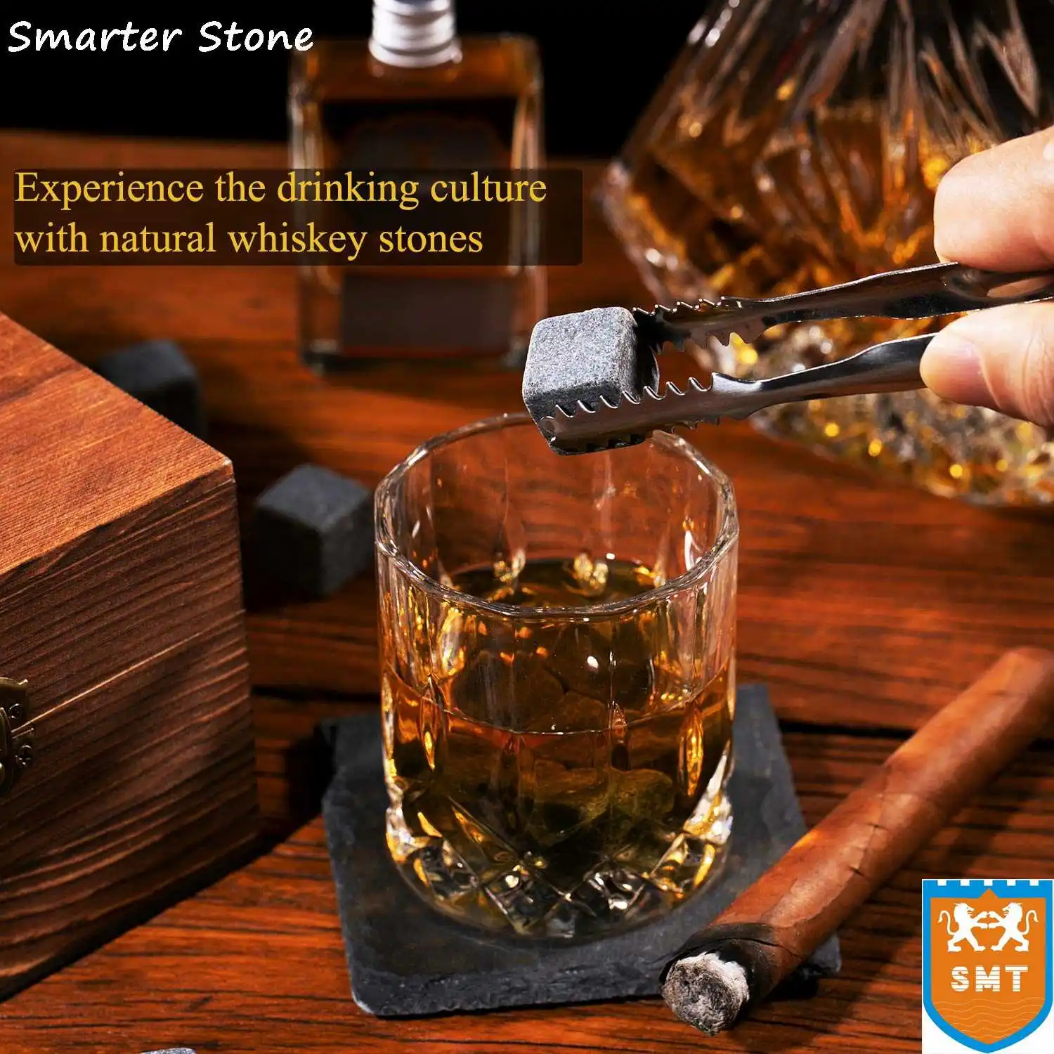 Natural Whiskey Stones Sipping Ice Cube Wine Stone Whisky Rock Cooler Barware Tool in gratin for Bar Accessories