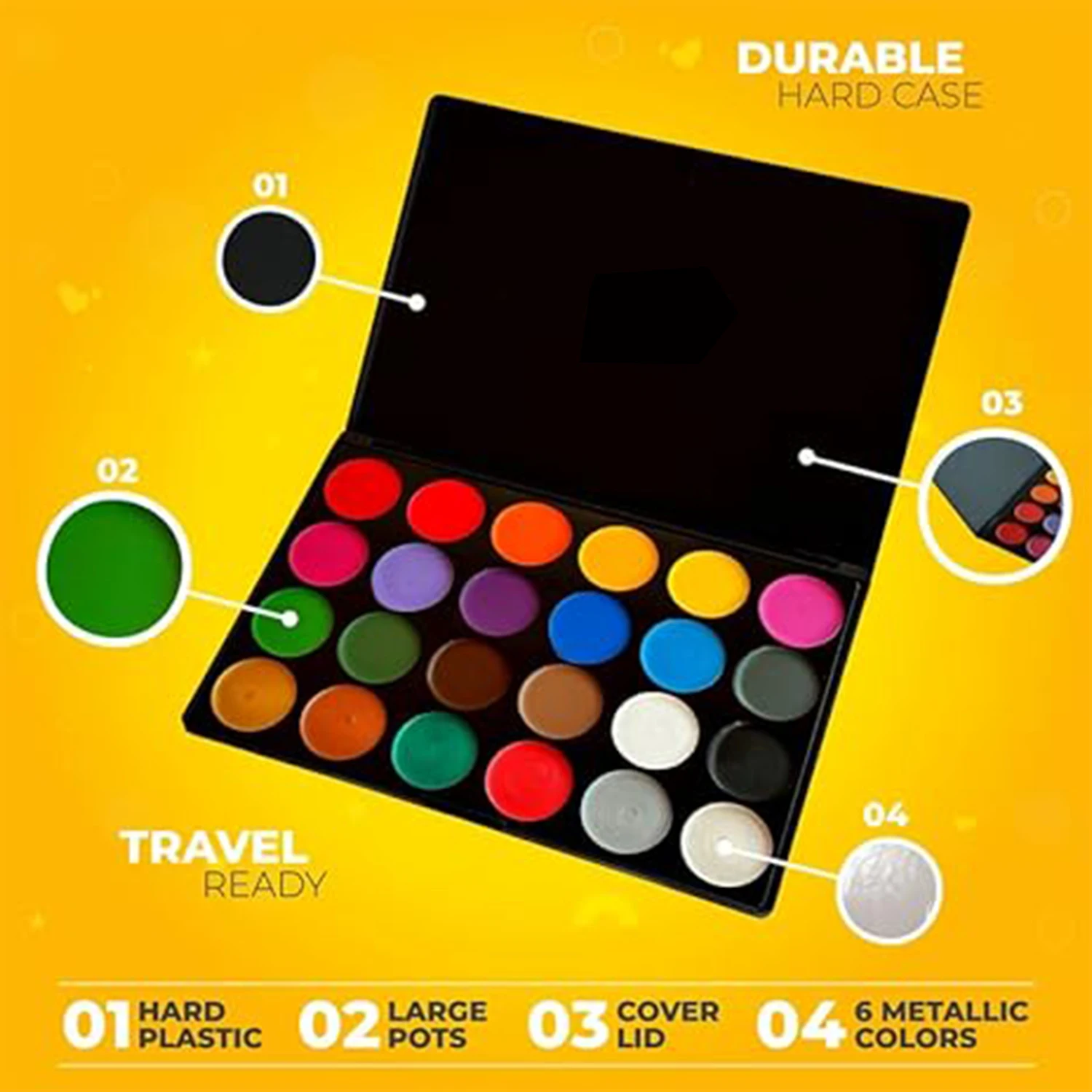 24 Colors Safe and Easy to Use Face Paint Kit  for Kids,Stencils, Book, and Professional Halloween Makeup Kit