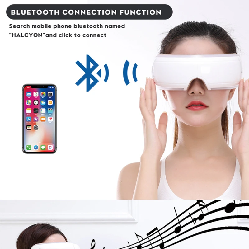 Health machine electric vibrating eye massager heated as seen on tv with heating, air pressure, music