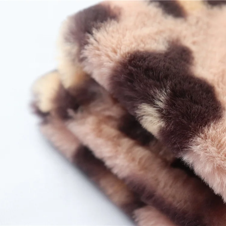 Пользовательская ткань из искусственного меха норки с леопардовым принтом, ткань из искусственного меха