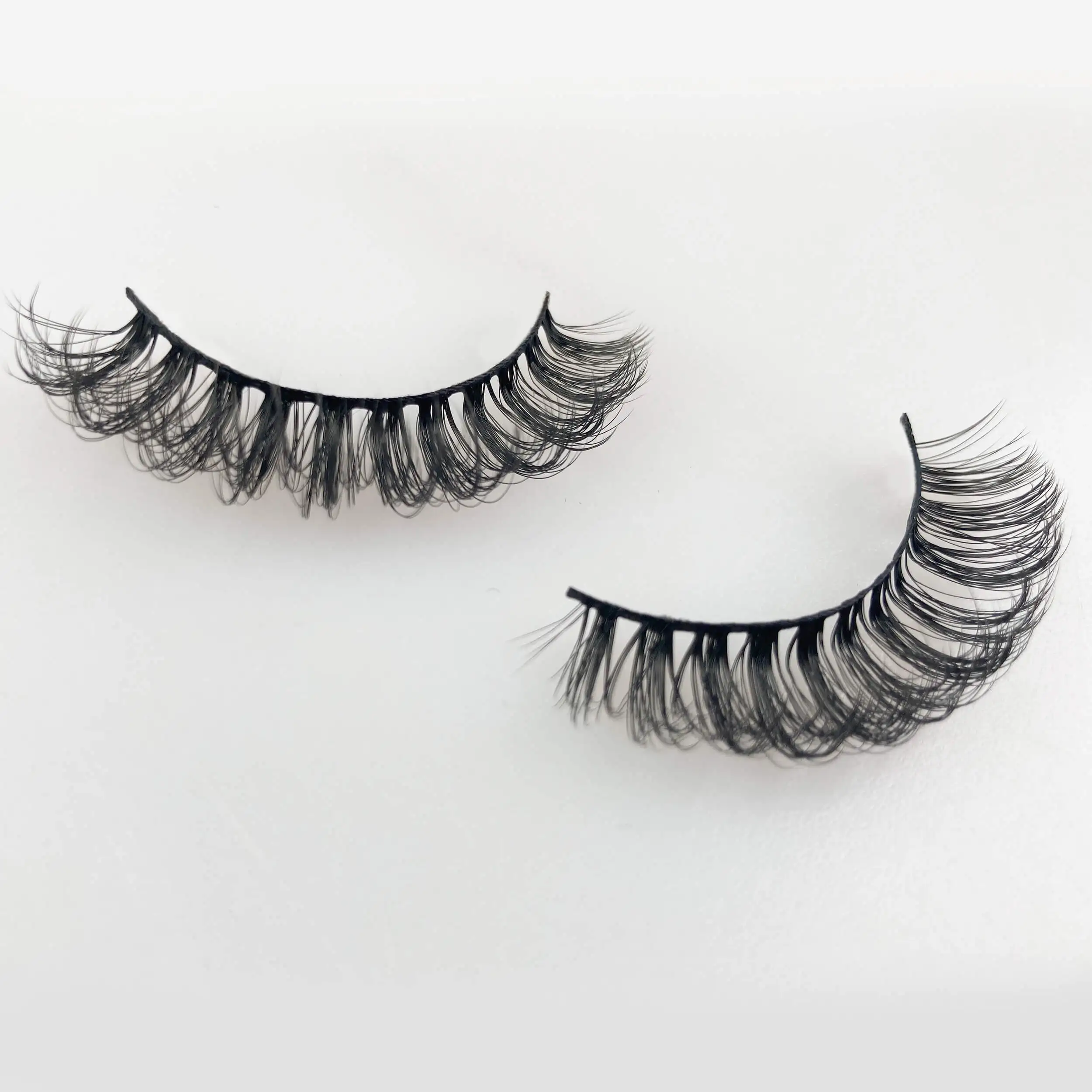 Customized Packing Handmade Russian strips eyelash deep d curl fluffy russian volume strip faux mink lash extension strip lash