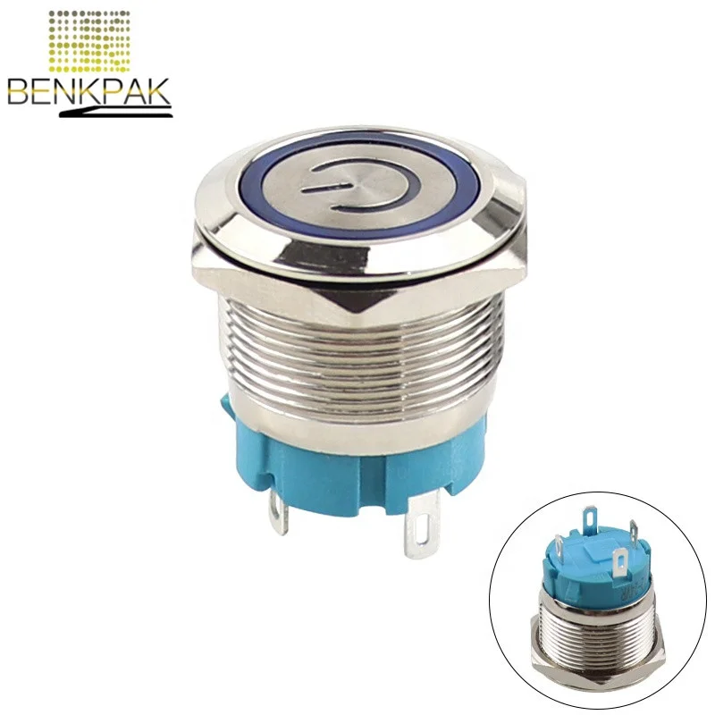 22mm metal push button switch 1NO led switch light 3V 5V 6V 12V 24V 220V momentary 4pins waterproof