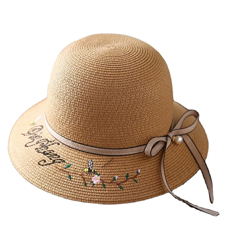 Fashion style female large brim Summer Korean style Party Travel beach straw hat  A British top hat for sun protection