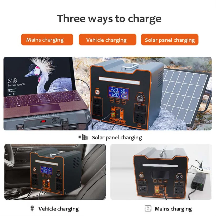 Outdoor portable energy storage 110v 220v high-power emergency power supply 500W 1000w portable power station