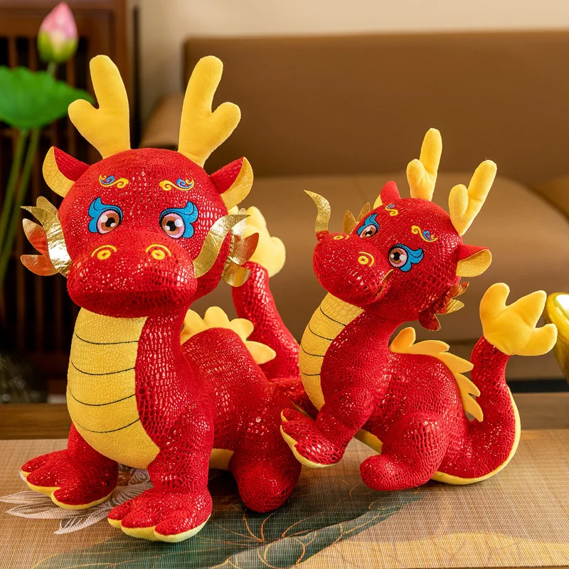 Factory wholesale red Chinese dragon plush toys Chinese elements gift wholesale
