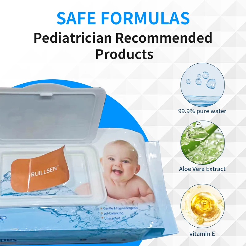 2023 Natural Organic Baby Wipes Biodegradable Water  Baby Sensitive Skin Wet Wipe Baby Wipes Wholesale