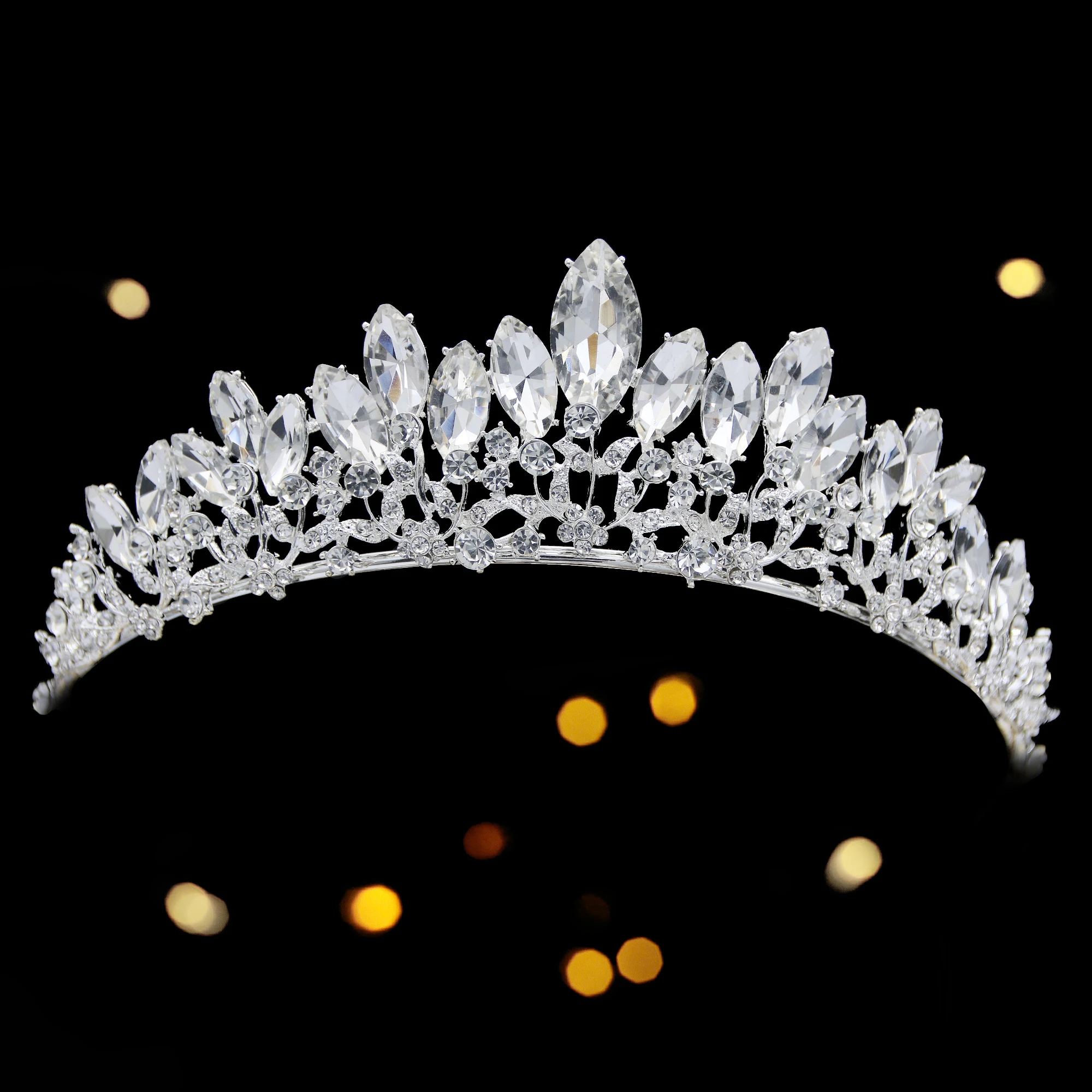 Wholesale Luxury Silver Plated Tiaras Alloy Crowns Rhinestone Tiaras for bridal
