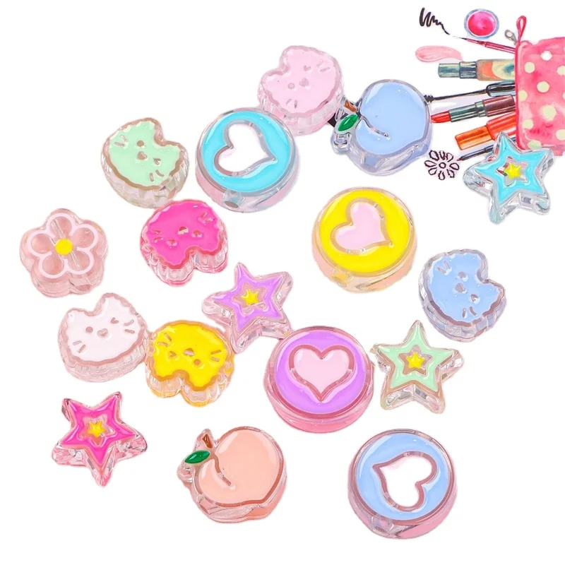 Acrylic Heart five-pointed star Oil drop process cartoon Diy jewelry Homemade mobile phone case key chain hanging chain