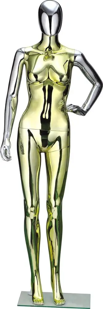 Boutique Clothing Store Full Body Wedding Dress Mannequins Clothes Display Bright Gold Mannequin Female For Bridal Shop