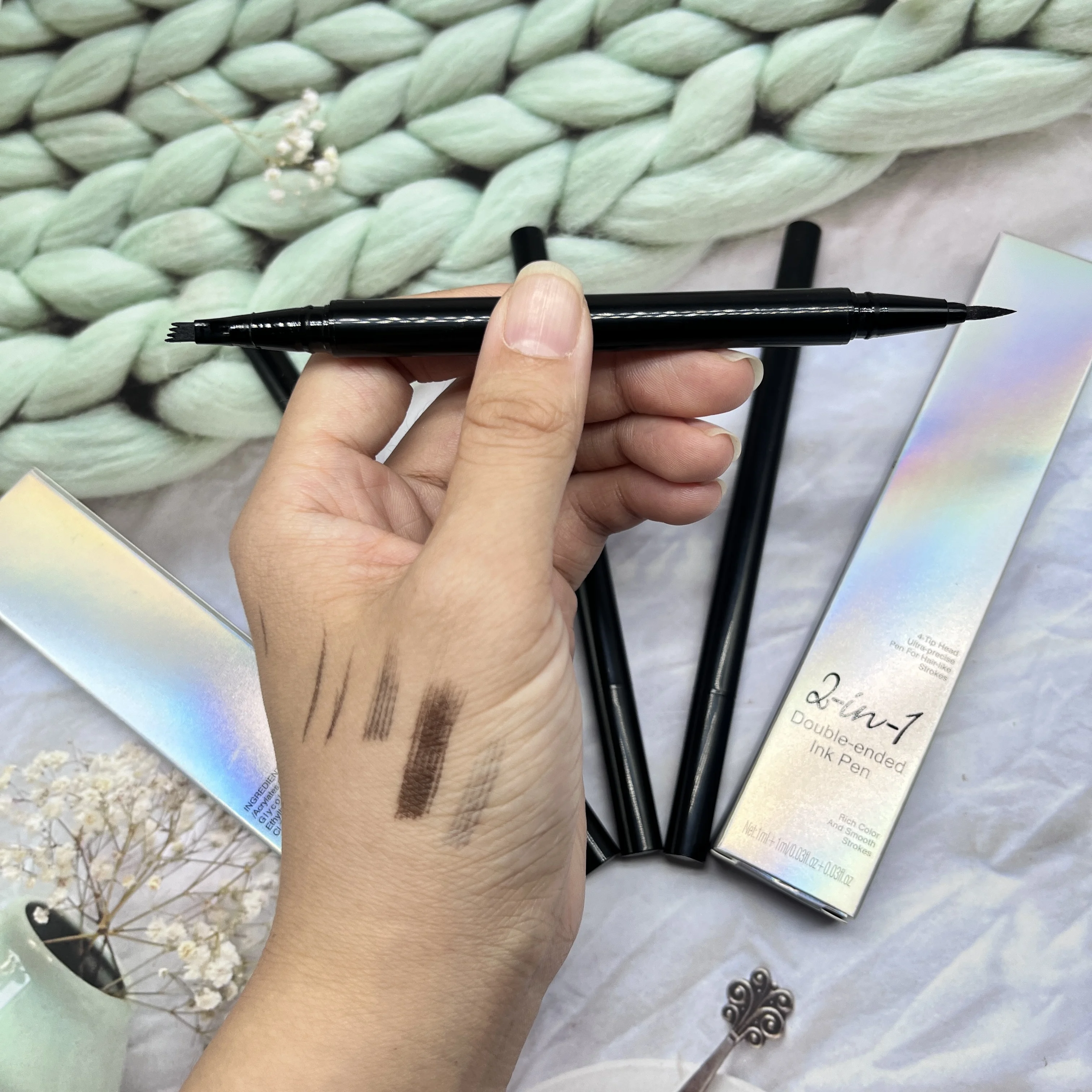 Natural Hair-Like Brows Makeup Waterproof Long-Lasting 3D Eye Brow Pencil 4-Fork-Tip Magical Microblading Eyebrow Pen