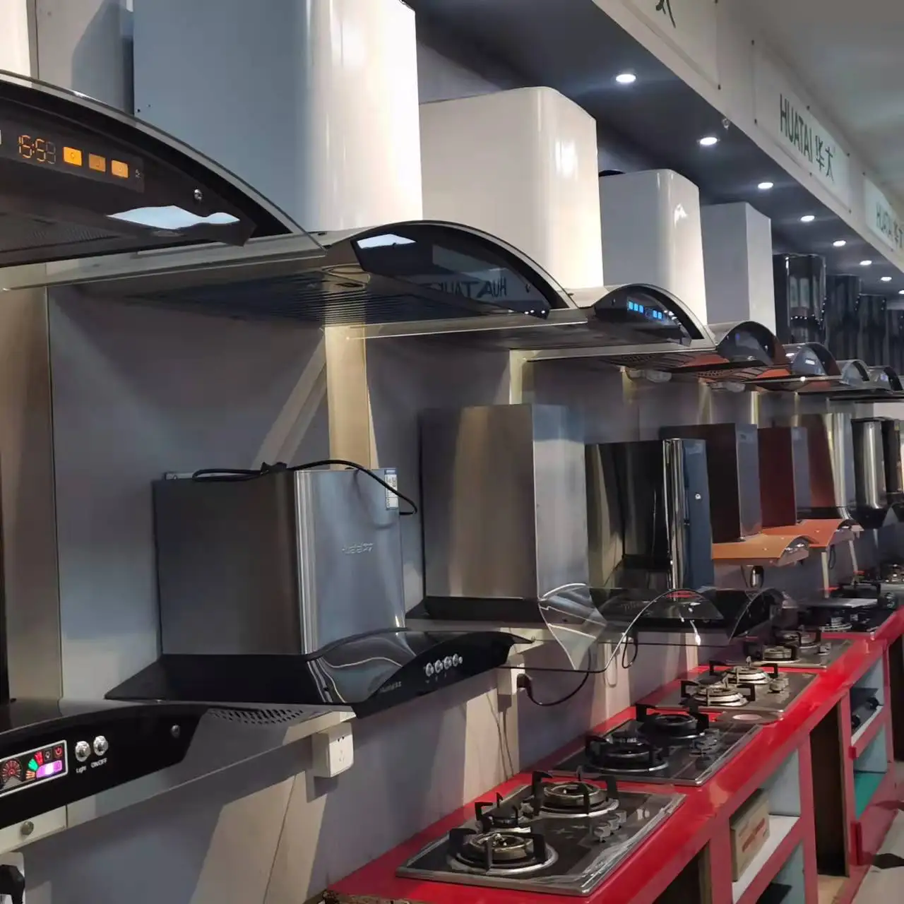Wall-Mounted Kitchen Smoke Exhaust Hood Glass Arc-shaped Cooker Hood Range Hoods