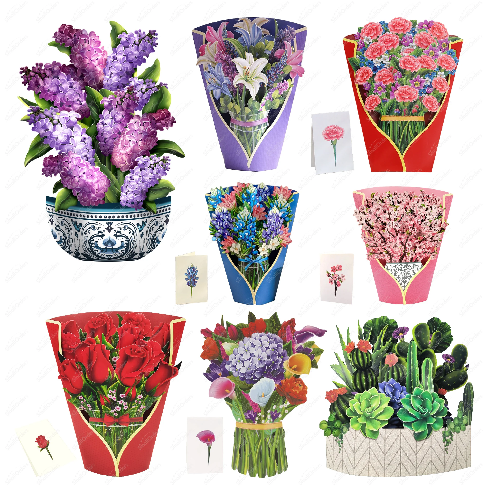 novelties 2025 Custom promotional novelty gifts 3D Pop Up Popup Flower Greeting Cards items with Blank Note Card and Envelope