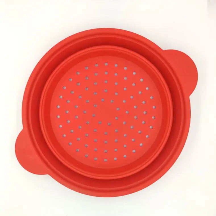 Silicone + hardware Circle Food Grade Convenient Outdoor Camping Baking Collapsible Silicone Steam disk