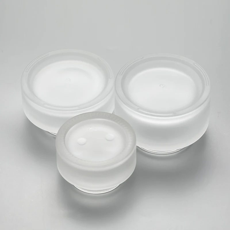 Various Custom Cosmetic Cream Glass Jar 20ml 30ml 50ml Matte Frosted White Lotion Cosmetic Glass Bottle Cream Jar