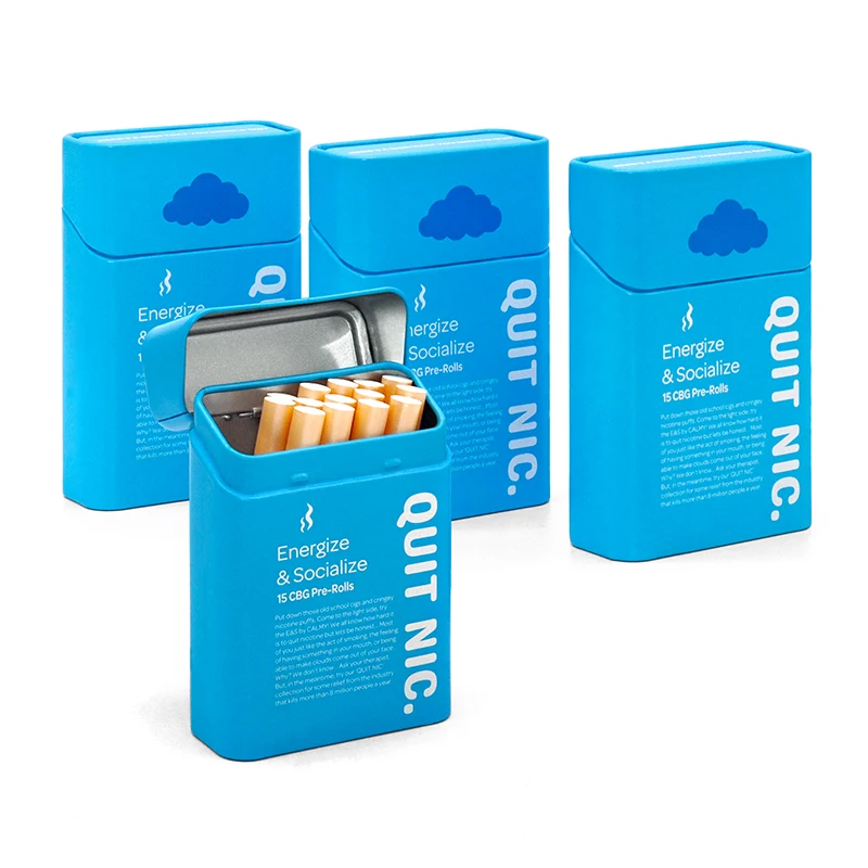 High-end Child Resistant Metal Cigarette Tin Case Packaging Child Proof pre roll Tobacco Tin Box With Hinged Lids