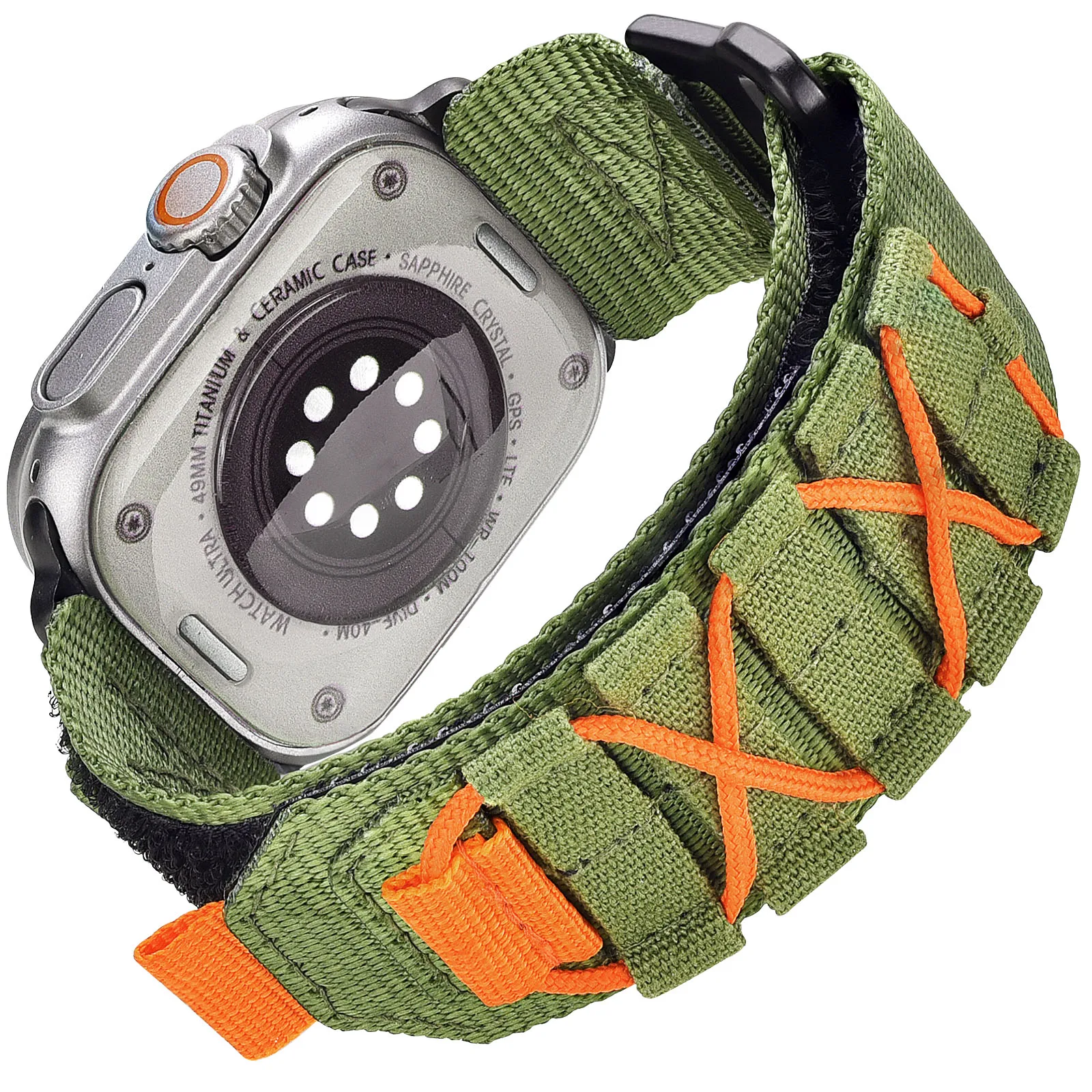 For Apple Watch Ultra 2 Band Men Rugged Tactical Wide Nylon Sport Loop Strap For Apple Watch Series 6 7 8 9 SE