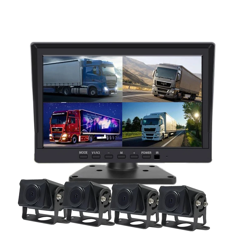 Wholesale 10.1 inch 4 channel AHD split display Car Monitor With Four 720P Cameras