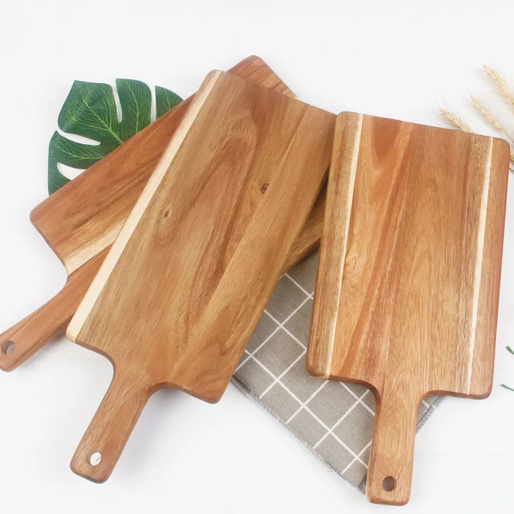 Acacia Mangium Lanyard Cutting Solid Wood Fruit Bread Pizza Steak Plate Chopping Teak Wooden Cheese Board With Marker