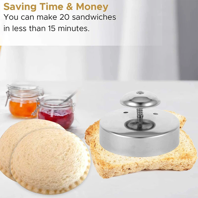 Stainless Steel Sandwich Sealer Cutter Uncrustables Peanut Butter and Jelly Sandwiches Tool Cutter Sandwich Maker